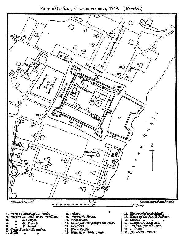 FORT D'ORLÉANS, CHANDERNAGORE, 1749. (Mouchet.)